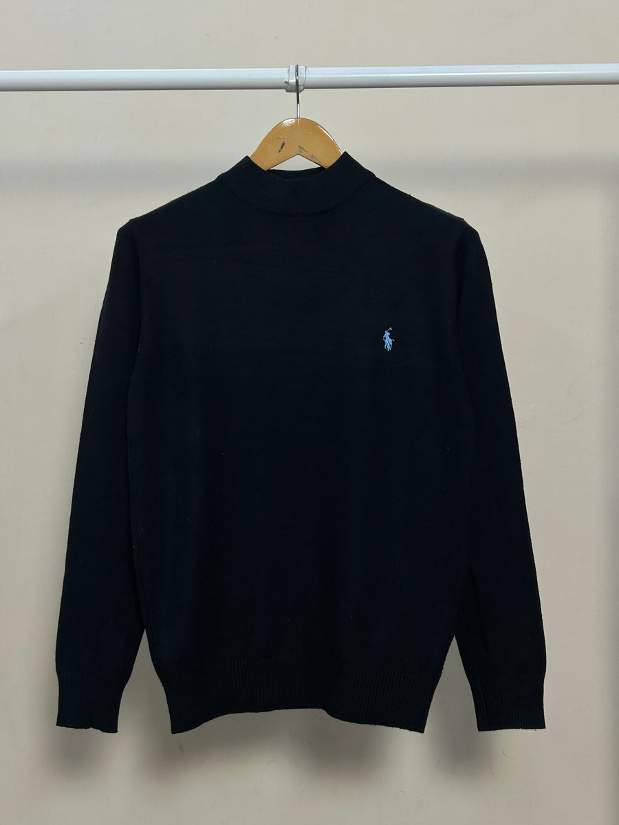 MOCK NECK JET BLACK POLO RL SWEATSHIRT (S)